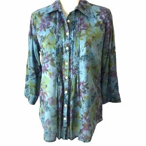 Izod Blue Floral Button-Down Shirt